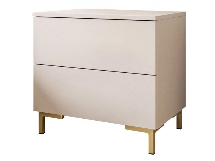Stolik nocny z dwoma szufladami na złotych nóżkach Nuveo Kaszmir