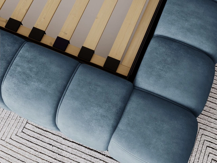 Łóżko tapicerowane z pojemnikiem na pościel i stelażem 120x200 Italia Niebieskie