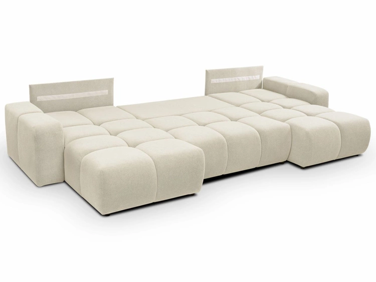 Narożnik U z funkcją spania i pojemnikiem Sile U Beżowy