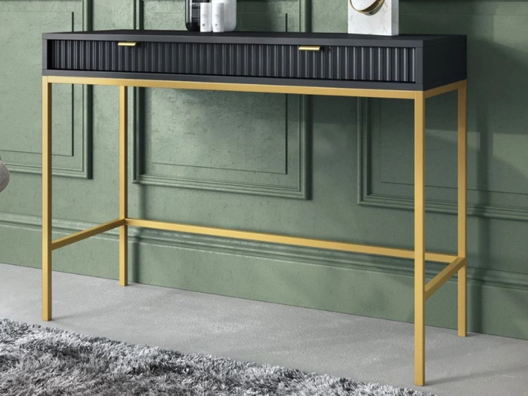 Toaletka ze złotymi metalowymi nogami Amber czarna