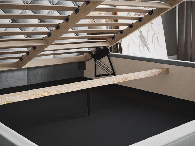 Łóżko tapicerowane z pojemnikiem i stelażem 140x200 Selva Czarny