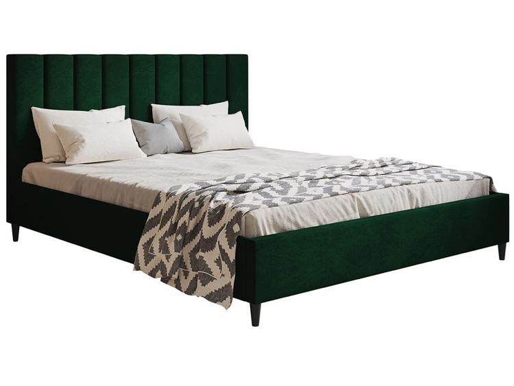 Łóżko tapicerowane ze stelażem 140x200 Snazi Zielony