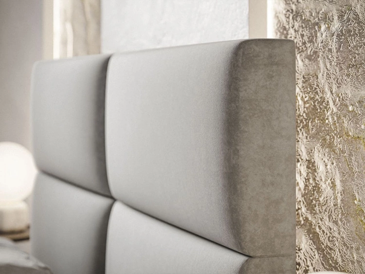 Łóżko kontynentalne z pojemnikiem na pościel 140x200 Hera Szare