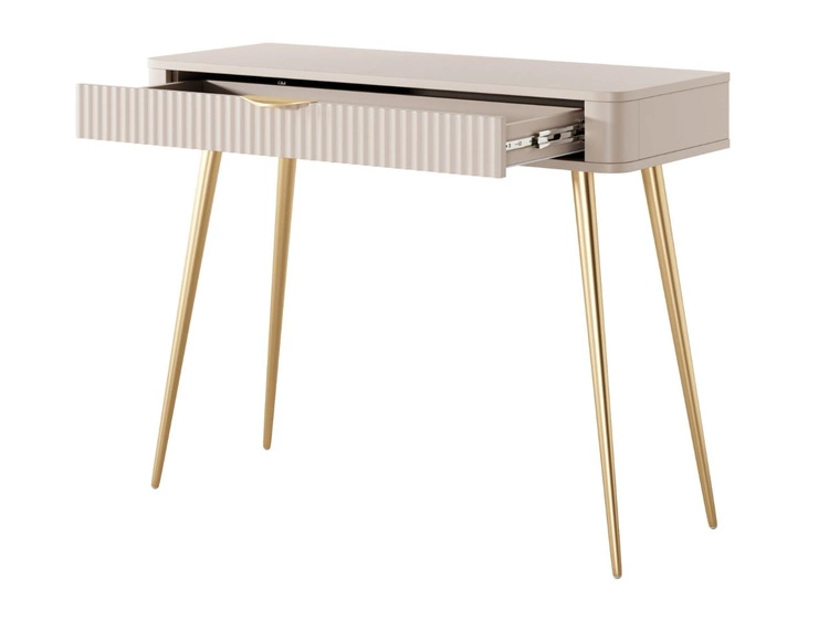 Toaletka z złotymi metalowymi nogami Latina Beżowa