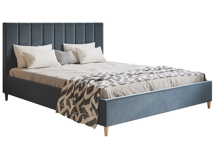 Łóżko tapicerowane ze stelażem 140x200 Snazi Ciemny szary