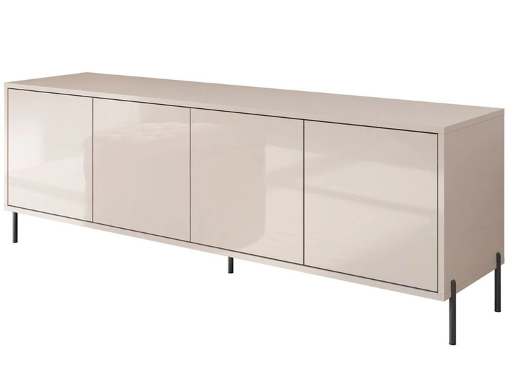 Szafka RTV glamour pod telewizor z drzwiczkami na czarnych nogach Vivance Kaszmir połysk