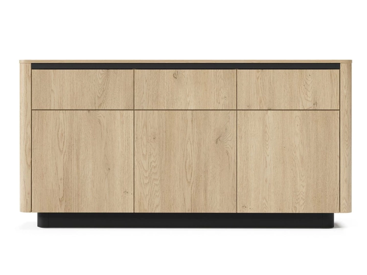 Komoda z drzwiami i szufladami 160 cm Fascino Dąb Cremona, czarny