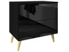 Stolik nocny z szufladami na złotych nogach Nuveo Czarny połysk