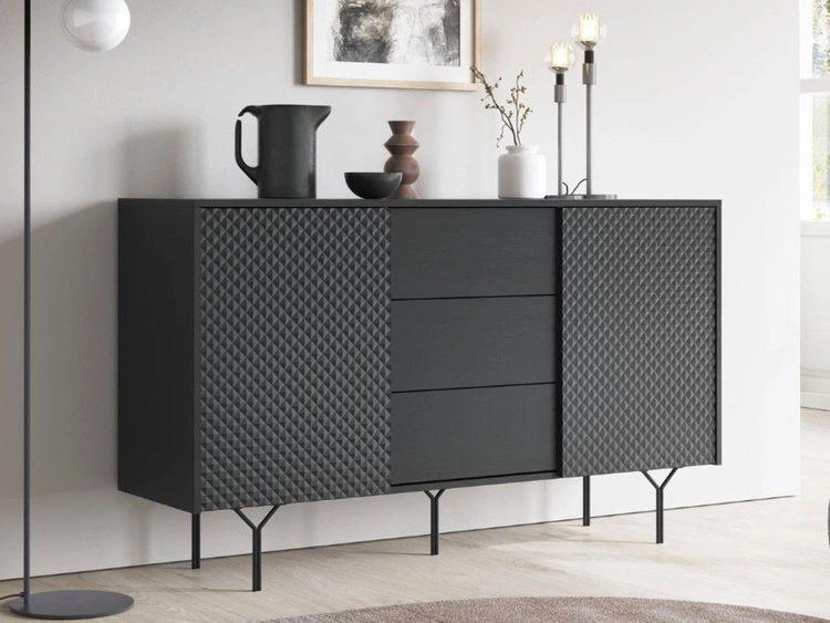 Komoda z drzwiami i szufladami Ravi Czarna