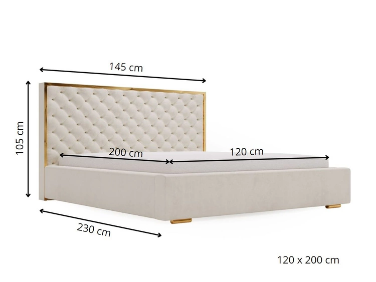 Łóżko tapicerowane z pojemnikiem i stelażem 120x200 Bonito Niebieski