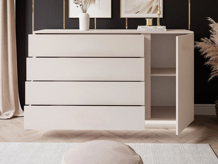 Komoda z drzwiami, szufladami i oświetleniem LED Nuveo Kaszmir