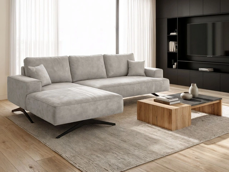 Narożnik L Lewy na metalowych nóżkach Leto szary