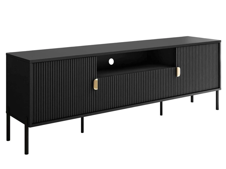 Szafka RTV szeroka dwudrzwiowa z szufladą Orlean czarny mat