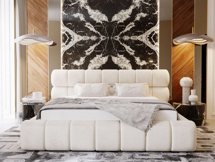 Łóżko tapicerowane z pojemnikiem i stelażem 120x200 Mellow Beżowe