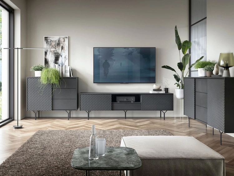 Komoda z drzwiami i szufladami Ravi Czarna