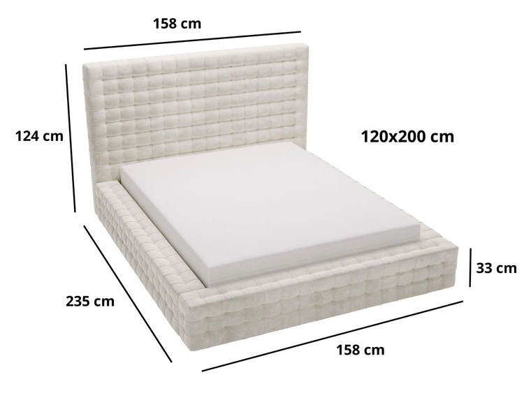 Łóżko tapicerowane z pojemnikiem i stelażem 120x200 Barbados Szare