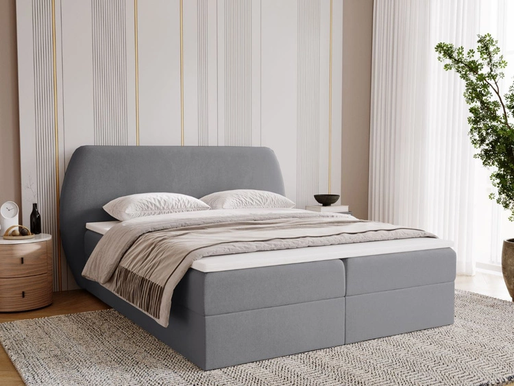 Łóżko kontynentalne z pojemnikiem na pościel 160x200 Bogota Ciemnoszare