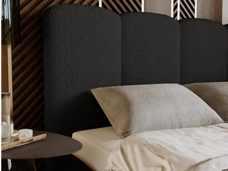 Łóżko tapicerowane z pojemnikiem i stelażem 140x200 Galli Czarne