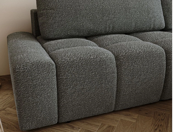 Narożnik L prawy z funkcją spania i pojemnikiem Lana Szary