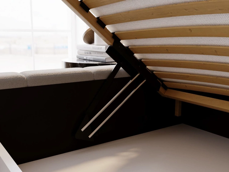 Łóżko tapicerowane z pojemnikiem i stelażem 120x200 Mellow Jasny szary