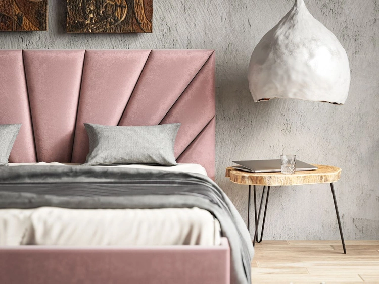 Łóżko tapicerowane ze stelażem 180x200 Fuzi różowe