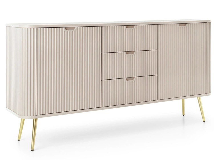 Komoda z drzwiami i szufladami na złotych nogach Viva Beżowa