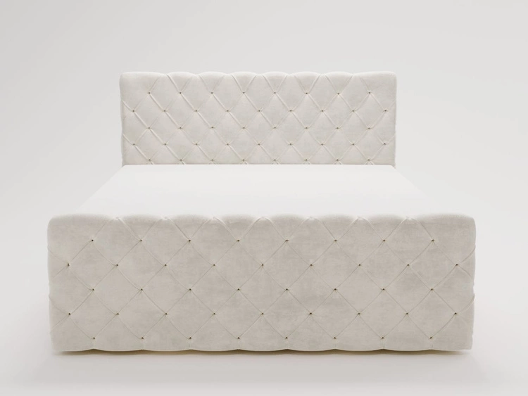 Łóżko kontynentalne z pojemnikiem na pościel 140x200 Lunaris Kremowe