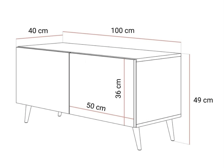 Szafka RTV pod telewizor z drzwiczkami na złotych nóżkach 100 cm Noaé Czarny połysk