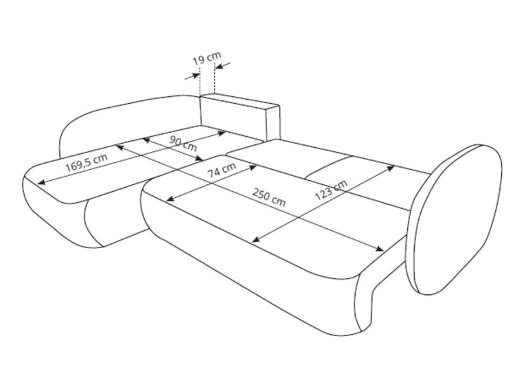 Narożnik z funkcją spania i pojemnikiem Lewy Carino Zielony