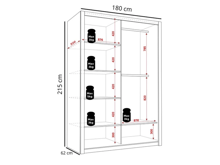 Szafa dwudrzwiowa z drzwiami przesuwnymi 180 Bino Brązowa