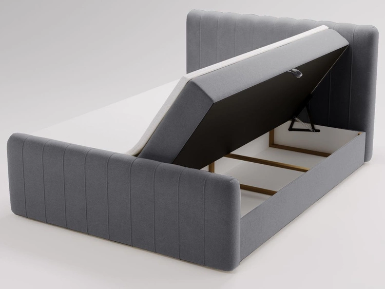 Łóżko kontynentalne z pojemnikiem na pościel 140x200 Osteno Ciemnoszare