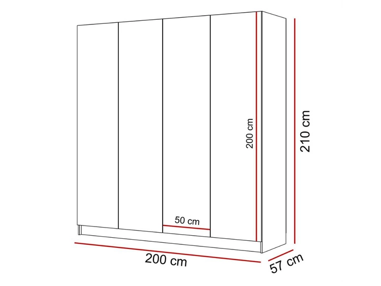 Szafa czterodrzwiowa z drzwiami uchylnymi Ameli Biały Połysk