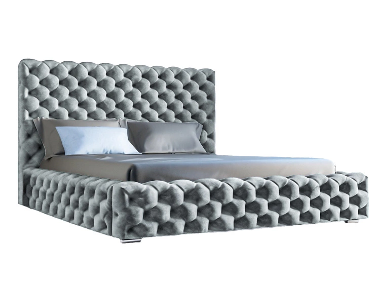 Łóżko tapicerowane z pojemnikiem i stelażem 160x200 Heaven Jasny szary