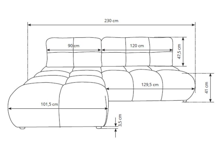 Narożnik z funkcją spania i pojemnikiem Lewy Milet Jasnoszary