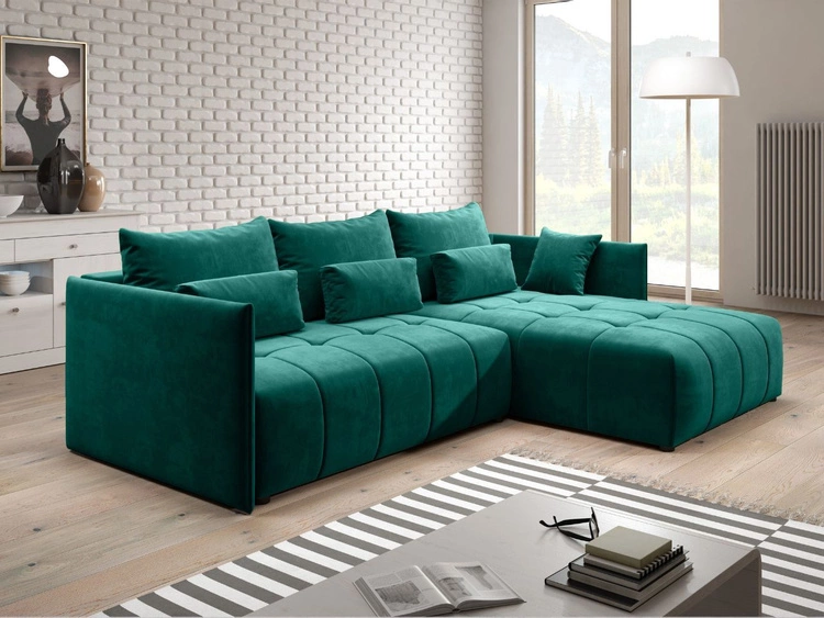 Narożnik L uniwersalny z funkcją spania i pojemnikiem Ardi Zielony