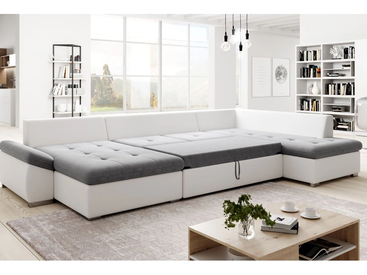 Narożnik U prawy z funkcją spania Moni U Jasny zielony