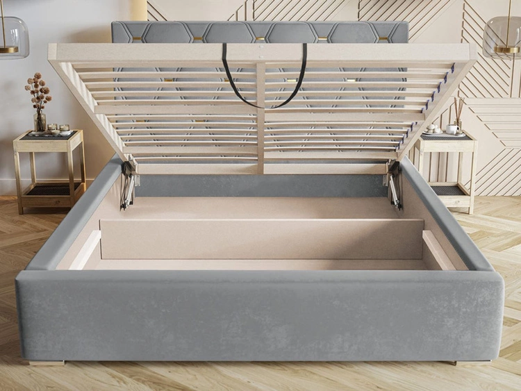 Łóżko tapicerowane z pojemnikiem i stelażem 120x200 Tasso Zielone
