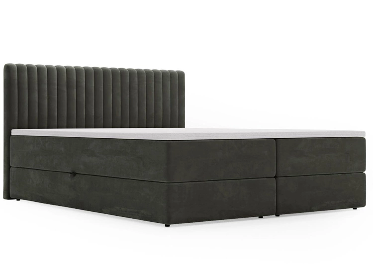 Łóżko kontynentalne z pojemnikiem na pościel 140x200 Marbella ciemnoszare