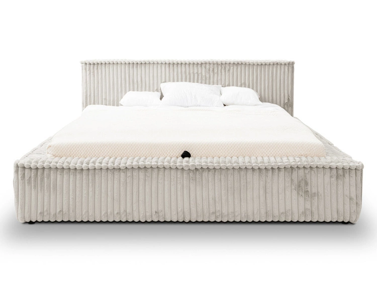 Łóżko tapicerowane z pojemnikiem i stelażem 140x200 Lago Jasnoszare