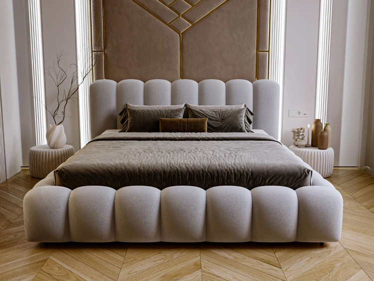 Łóżko tapicerowane z pojemnikiem i stelażem 180x200 Averia Szary