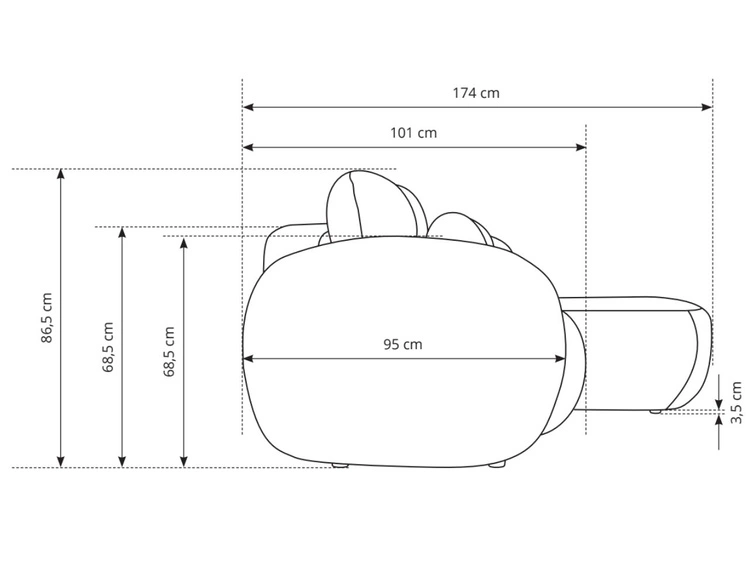 Narożnik L Prawy z funkcją spania i pojemnikiem Oreo Kremowy