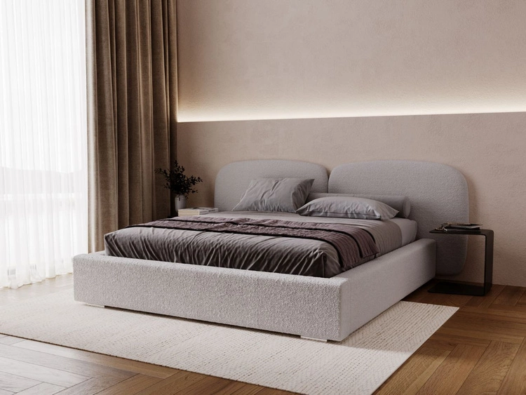 Łóżko tapicerowane z pojemnikiem i stelażem 120x200 Palermo Jasnoszare
