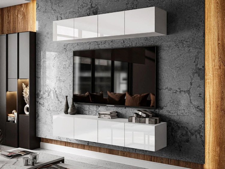 Wisząca meblościanka do salonu Nodoo Biały połysk