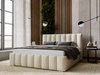 Łóżko tapicerowane z pojemnikiem i stelażem 200x200 Neos Miodowe