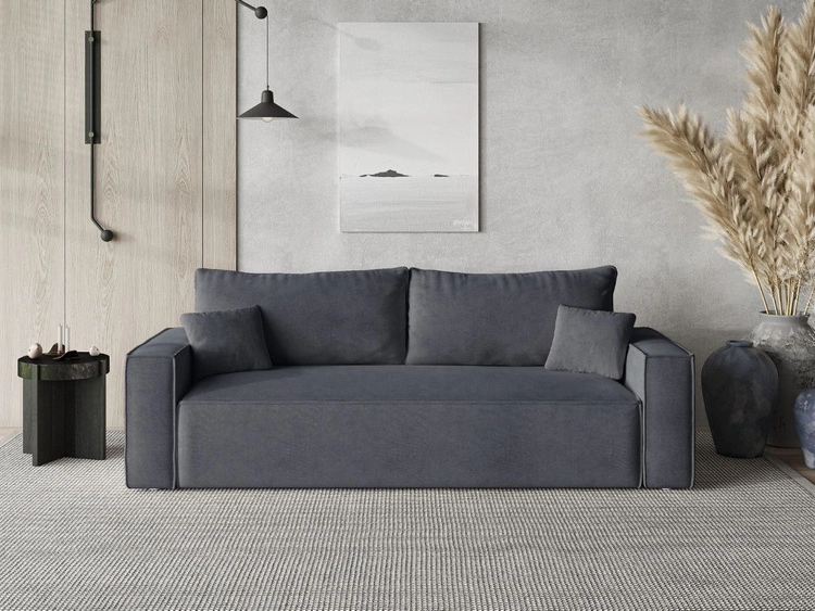 Kanapa z funkcją spania i pojemnikiem na pościel Sivra Szara