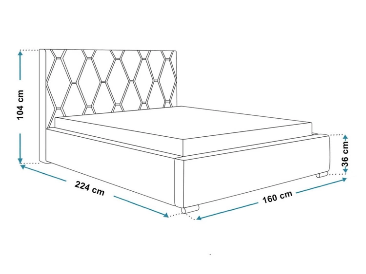 Łóżko tapicerowane z pojemnikiem i stelażem 140x200 Tasso Zielone