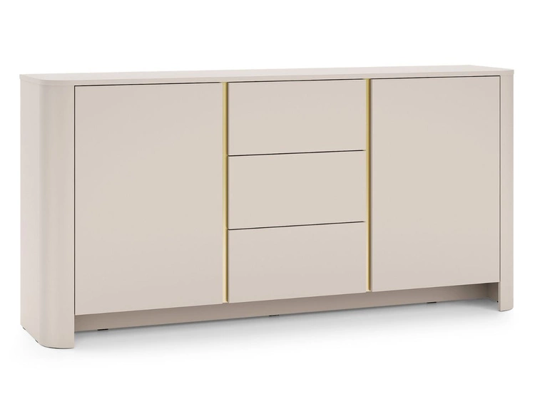 Komoda dwudrzwiowa z szufladami ze złotą listwą dekoracyjną Brillo Kaszmir