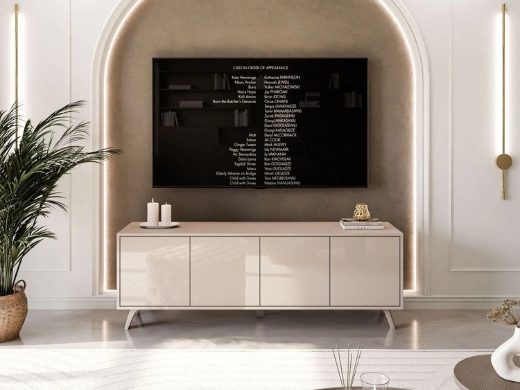 Szafka RTV pod telewizor z drzwiczkami na kaszmirowych nóżkach Vivance Kaszmir połysk