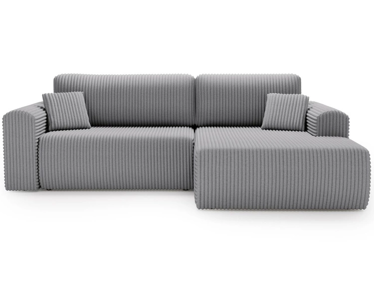 Narożnik z funkcją spania i pojemnikiem Belvio prawy Jasnoszary