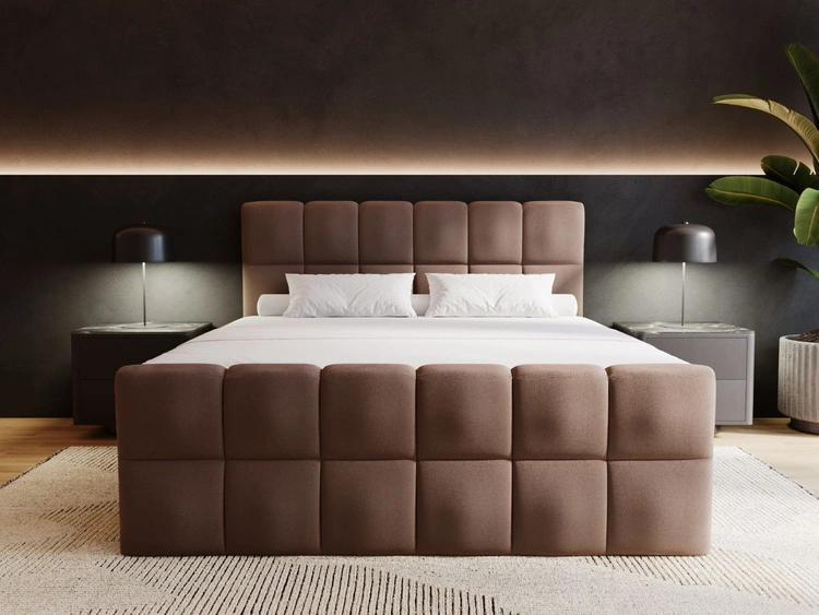 Łóżko kontynentalne z pojemnikiem na pościel 160x200 Alicante Brązowe
